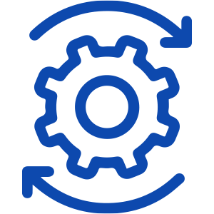 Icon of gear with arrows circling it