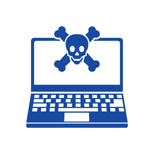 Laptop computer with skull and cross bones